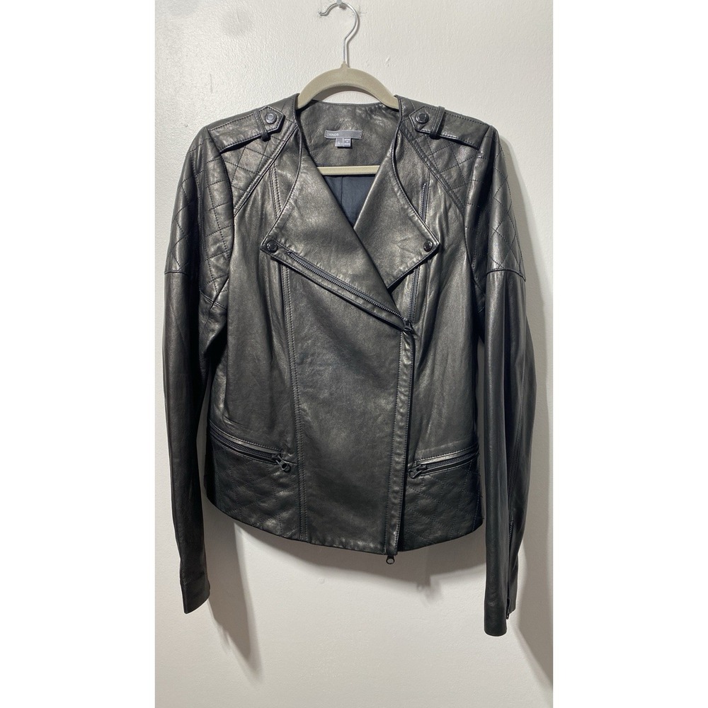 Vince Woman's Fitted 100% Leather Jacket BUTTER SOFT‎ Moto Grunge Y2K Size Large